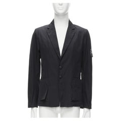 STONE ISLAND Shadow Project schwarzes technisches Nylon Logo Patch Blazer Jacke S