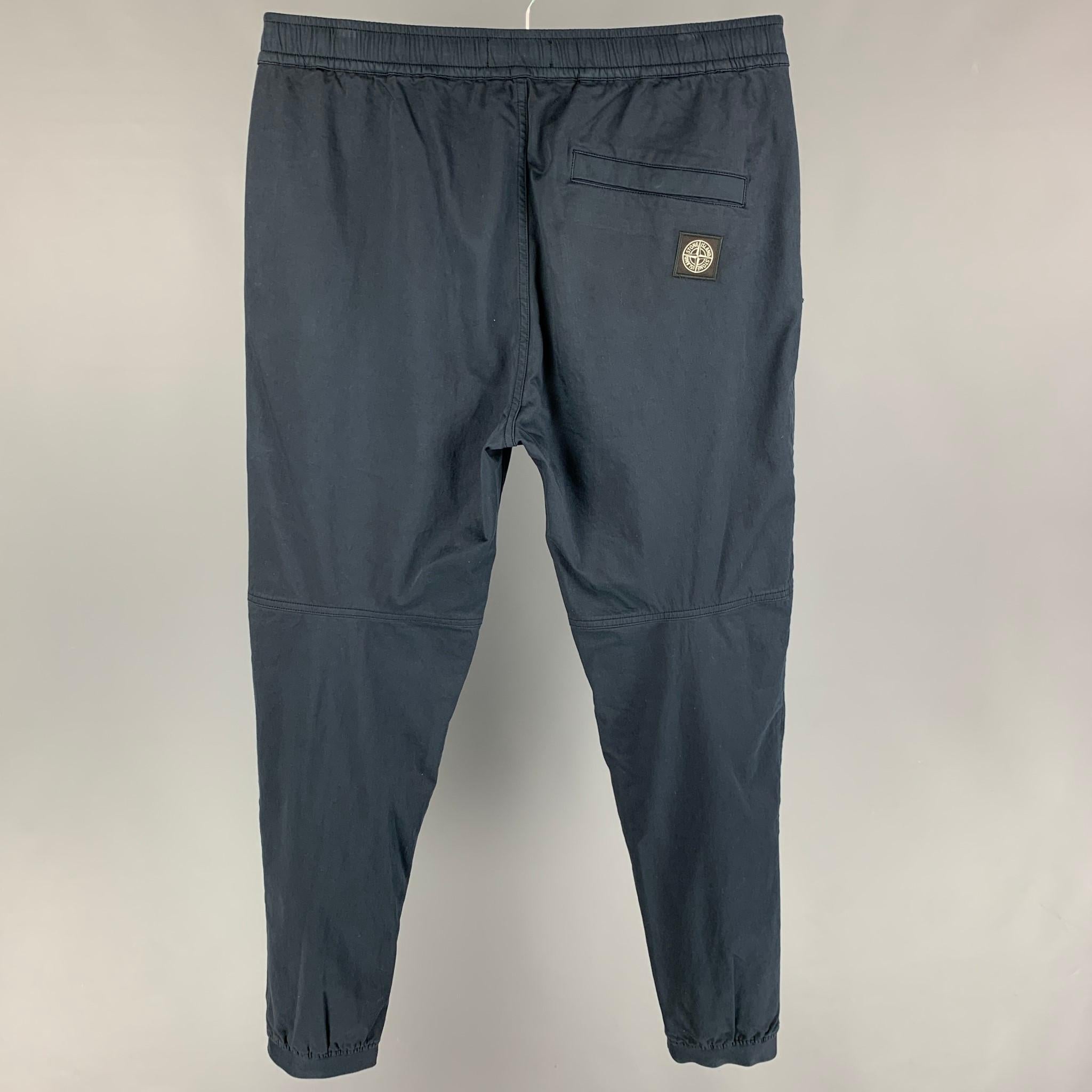 STONE ISLAND Size 33 Navy Cotton Blend Slim Fit Type RE-T Casual Pants at  1stDibs