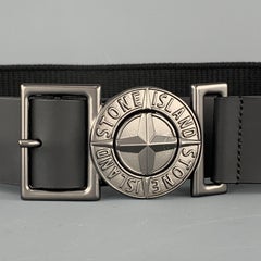 STONE ISLAND Größe 34 Schwarz gummierte Lederbesätze Gürtel