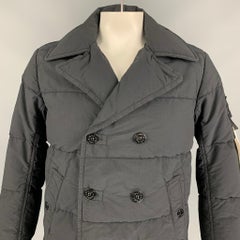 STONE ISLAND Size L Black Quilted Cotton / Nylon Rip Stop Down Jacket