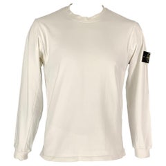 STONE ISLAND T-Shirt aus weißer Baumwolle mit langen Ärmeln, Größe L
