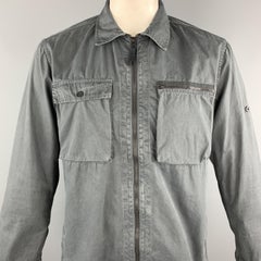 STONE ISLAND Size XL Dark Gray Wash Cotton Zip Up Jacket
