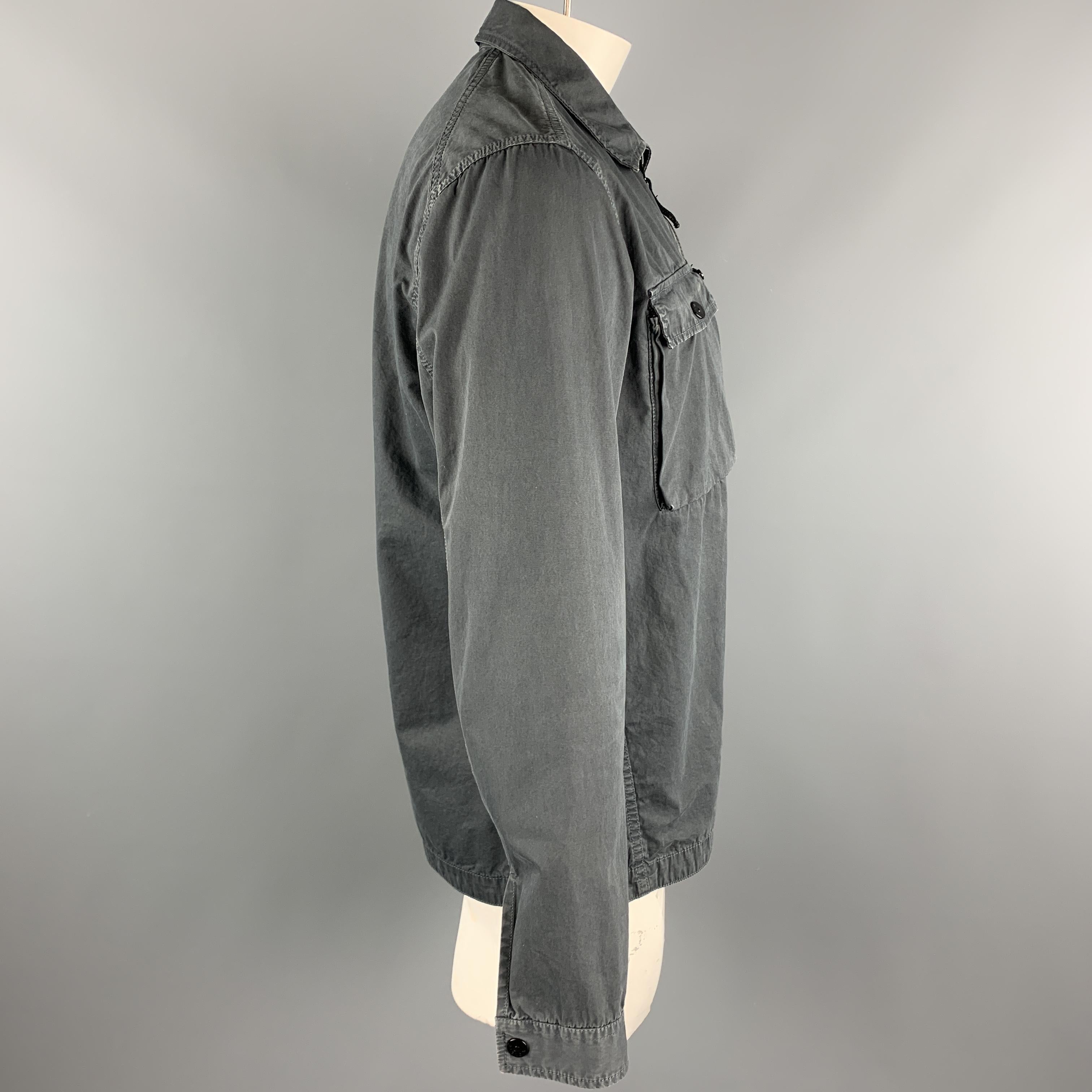STONE ISLAND Size XL Dark Gray Wash Cotton Zip Up Jacket In Good Condition In San Francisco, CA