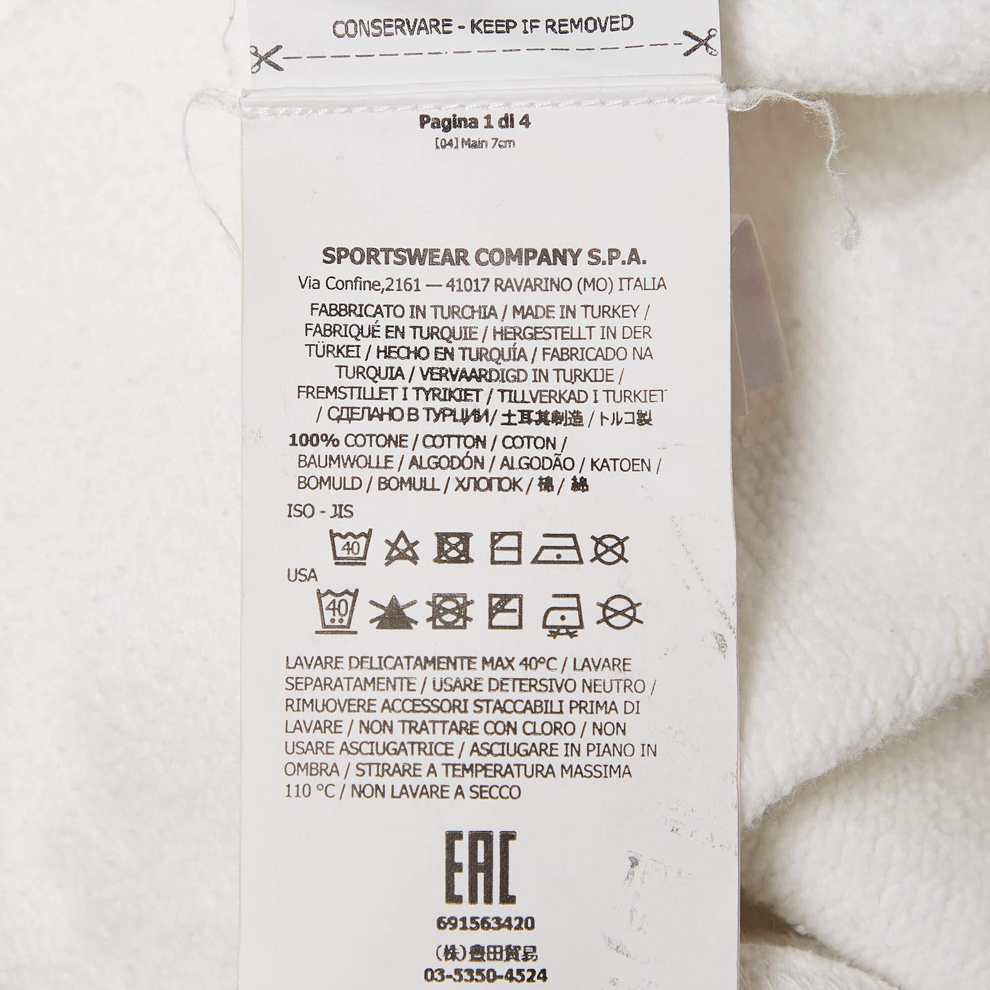 Stone Island White Logo Embroidered Cotton Sweatshirt M For Sale 1