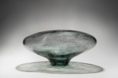 Stone IV, a unique grey and white Glass blown Sculpture by Ann Wåhlström