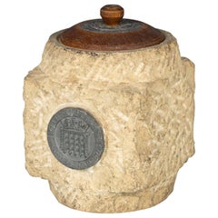 Vintage Stone Jar Made from Houses of Parliament Brickwork, England, circa 1950