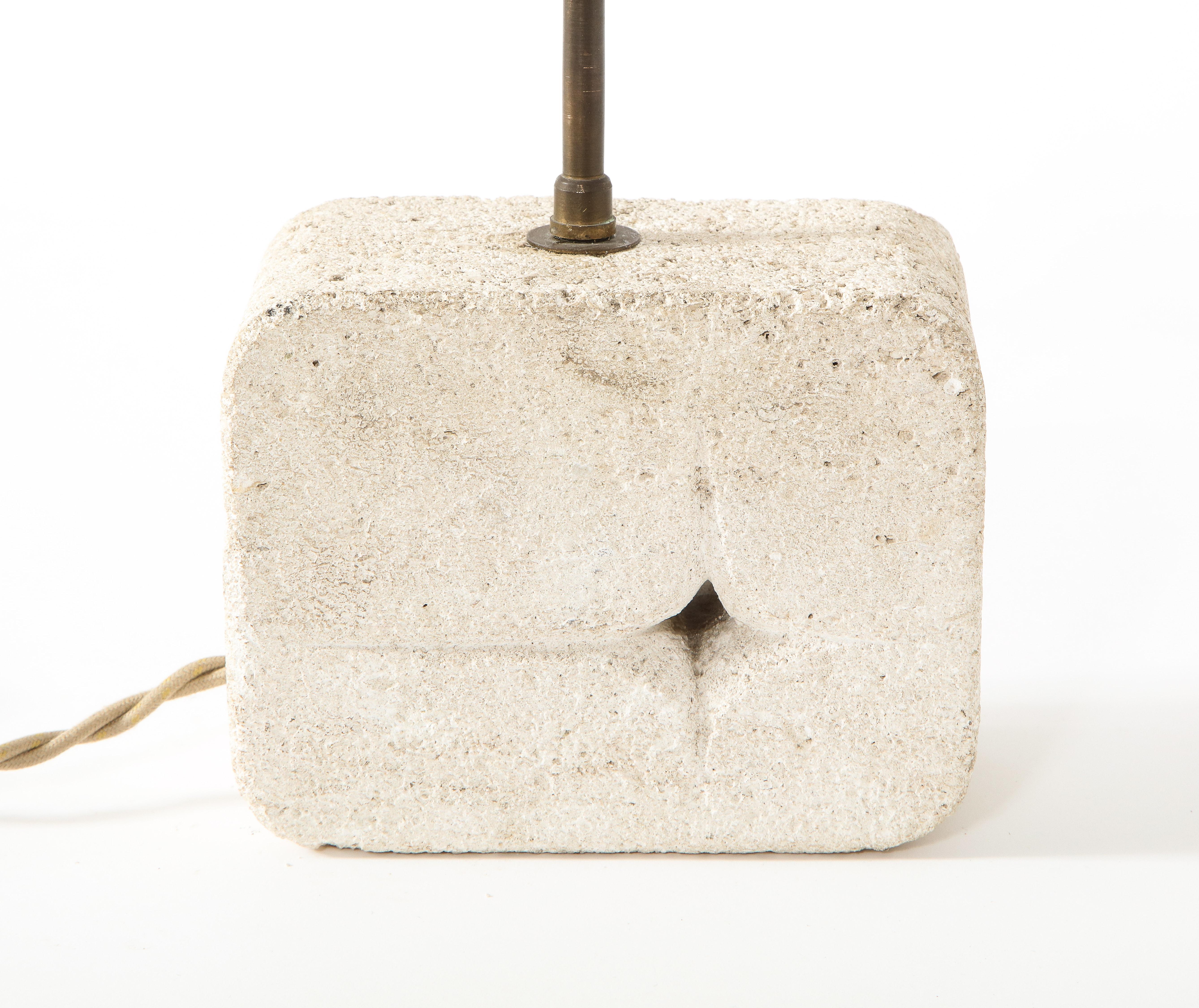 Tormos Small Limestone Table Lamp with Perforation Detail, France 1960's For Sale 4