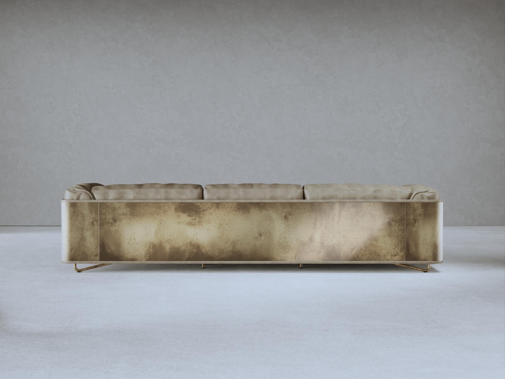 Post-Modern Stone Leather Saint Germain Sofa by Gio Pagani For Sale