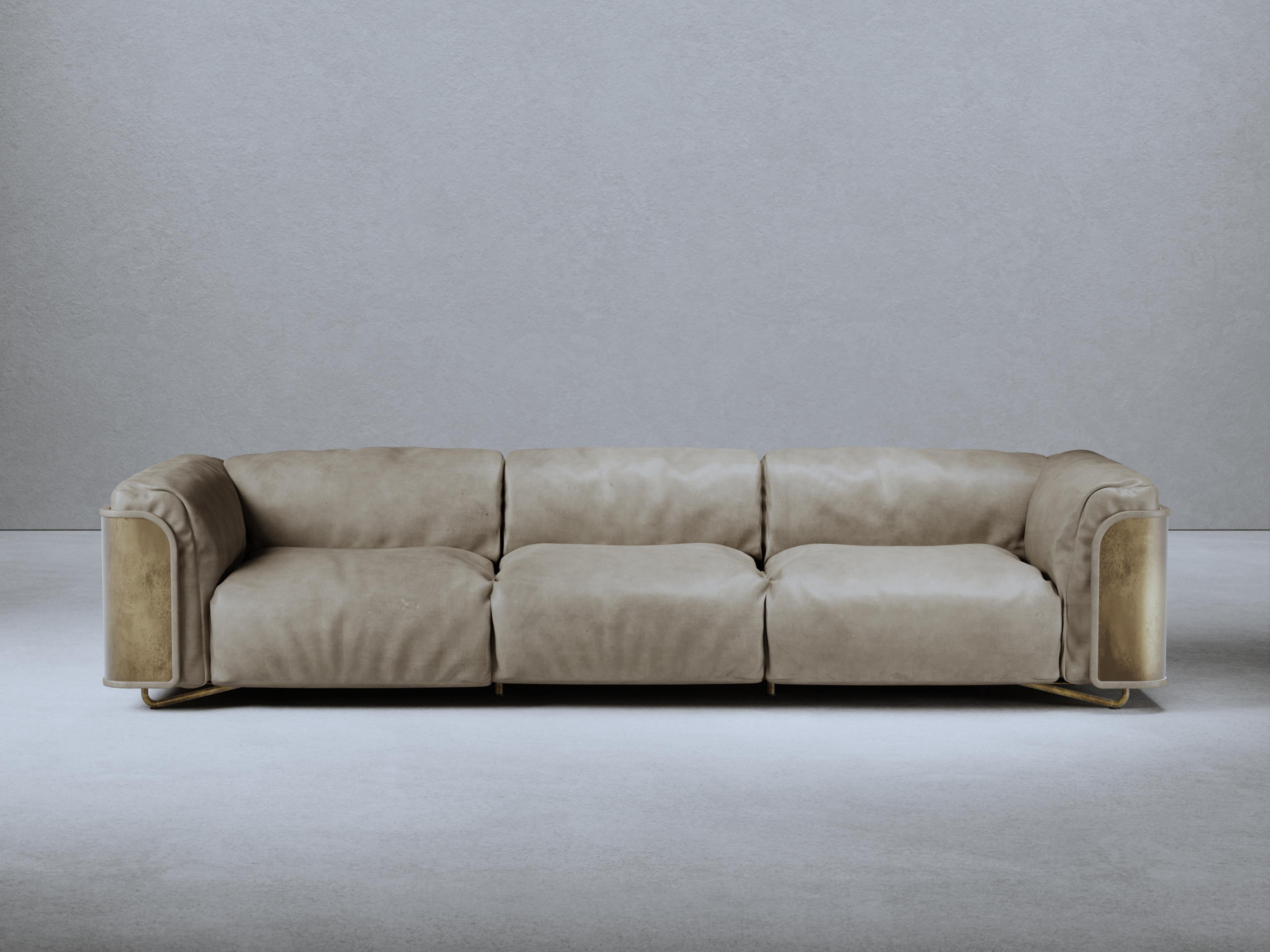 Stone Leather Saint Germain Sofa by Gio Pagani In New Condition For Sale In Geneve, CH