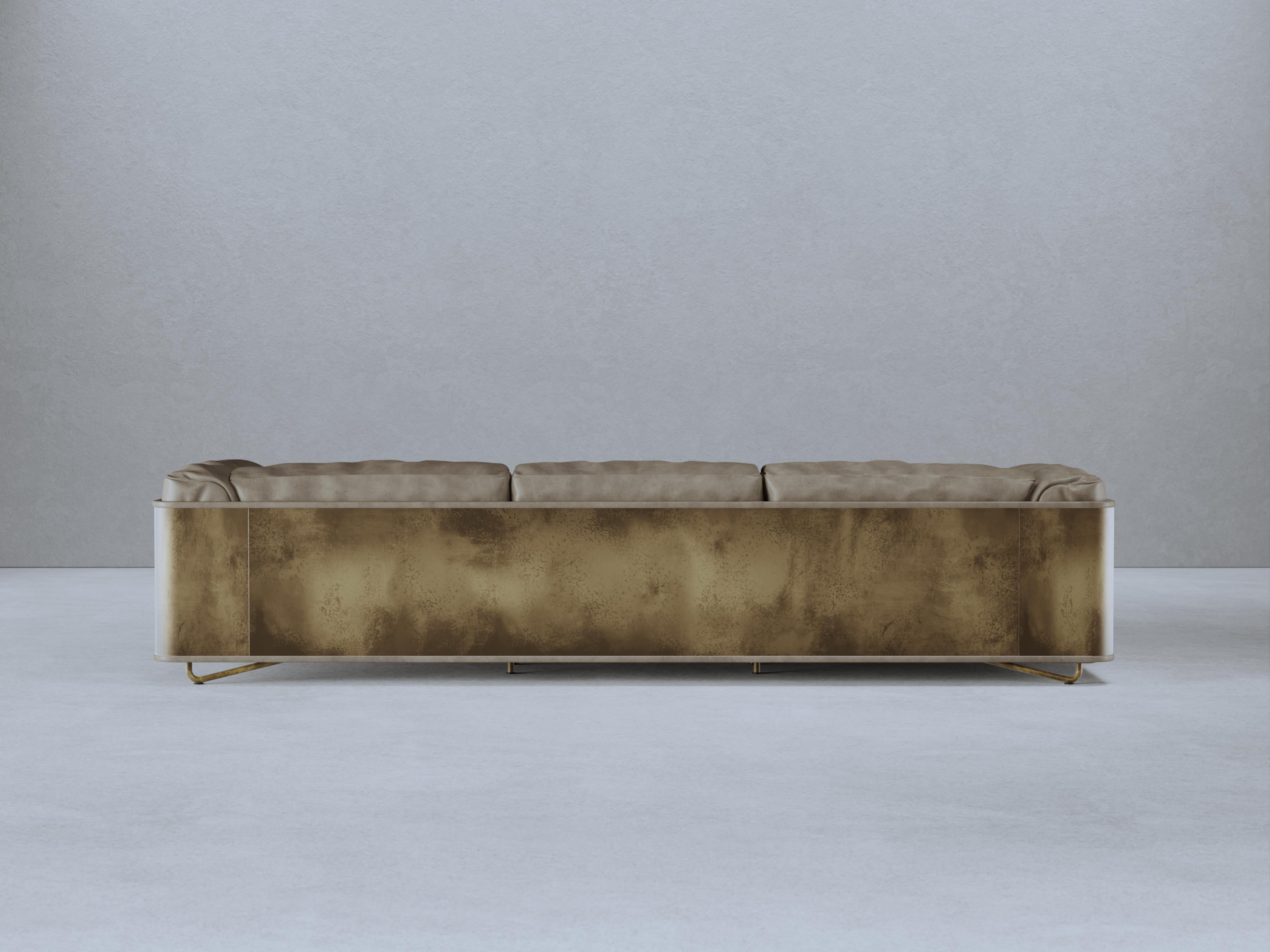 Contemporary Stone Leather Saint Germain Sofa by Gio Pagani For Sale