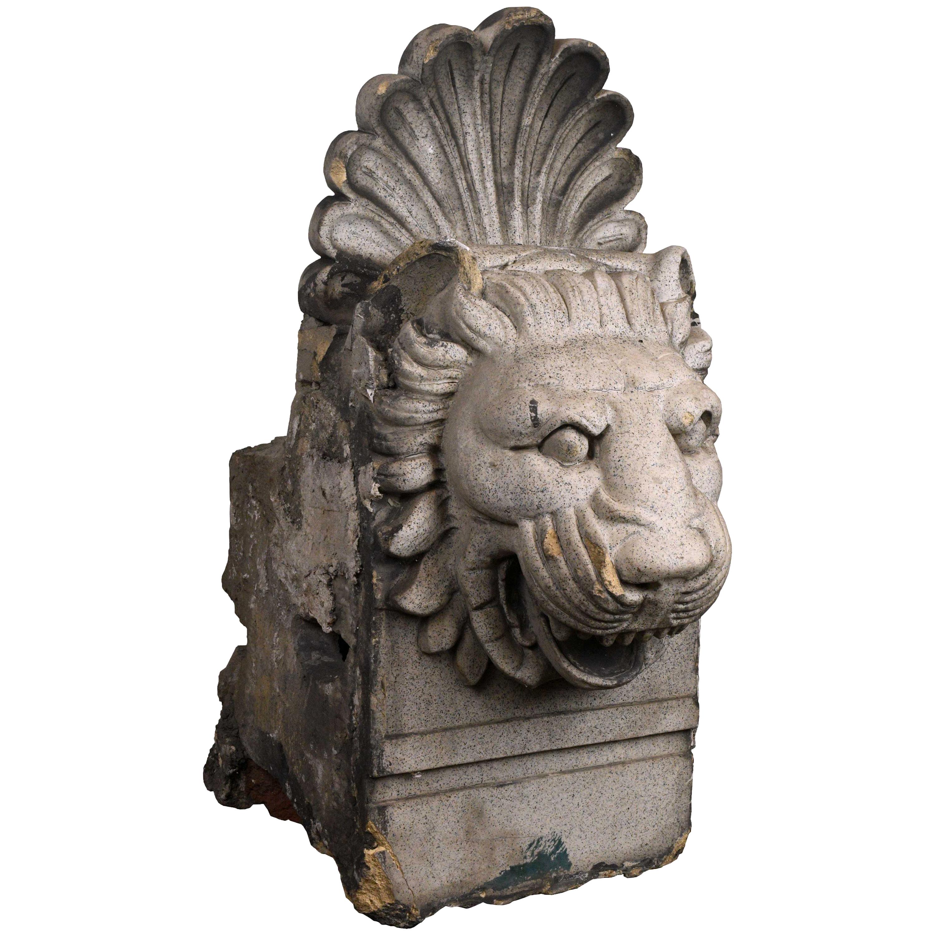 Stone Lion Building Ornament For Sale