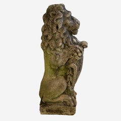 Stone Leon de France Statuary Verde Au Natural, Pair