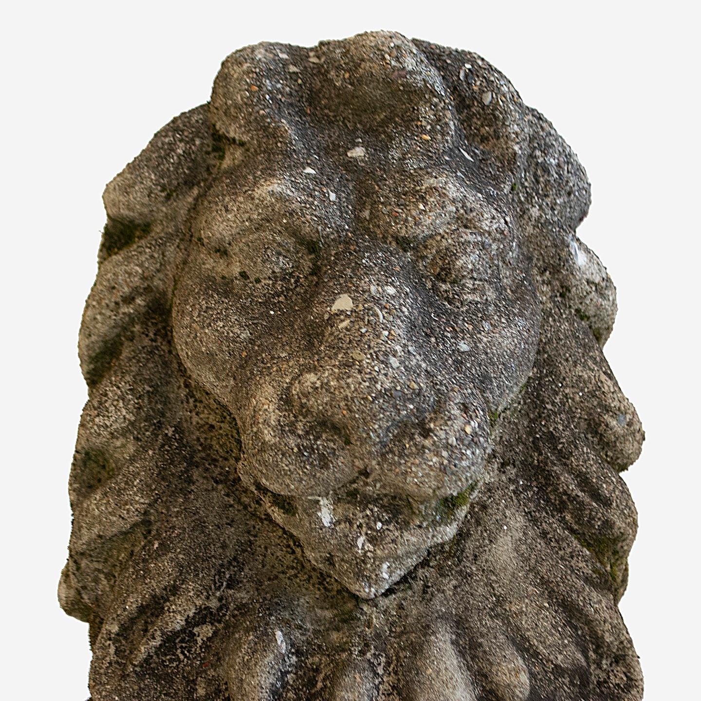 Cast Stone Leon de France Statuary Verde Au Natural, Pair For Sale
