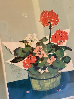 Lithographie en pierre de géraniums par l'artiste de Nantucket Andrew Shunney:: vers les années 1960