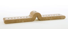 Stone Low Hanukkiah in Sterling Silver and Travertine Stone by Iris Tutnauer