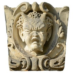 Stone Mascaron Representing a Satyr, 19th Century