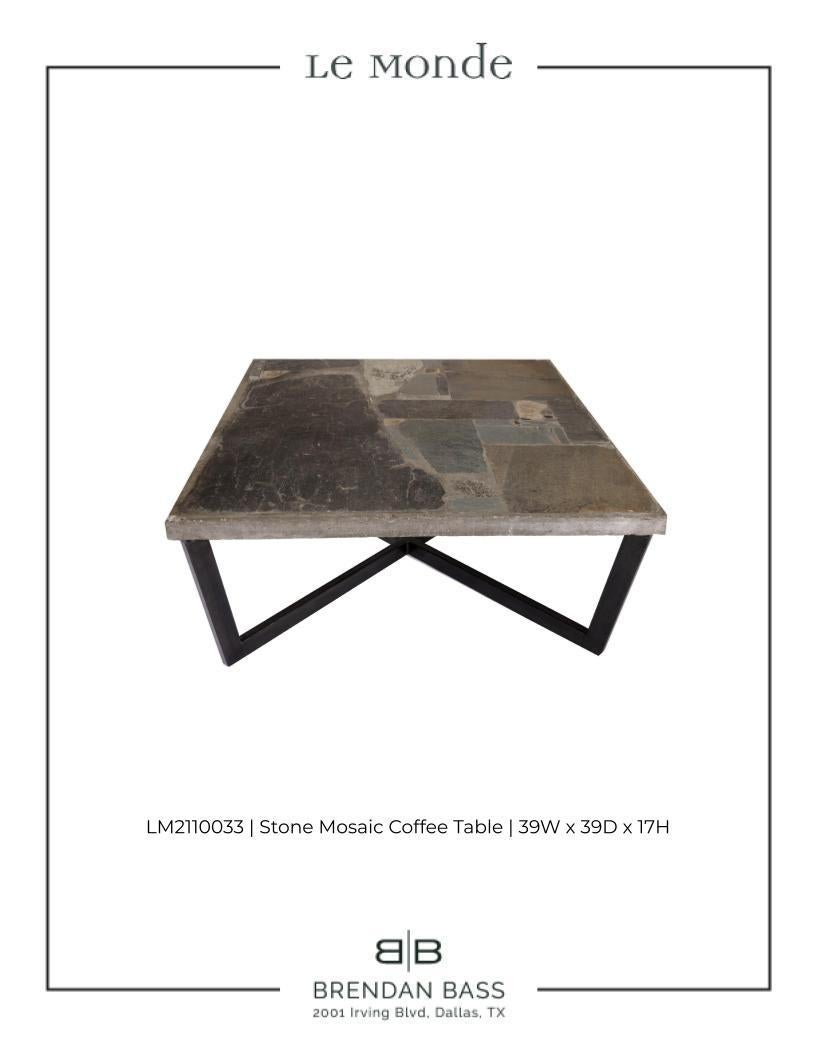 20th Century Stone Mosaic Coffee Table For Sale