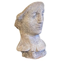 Used Stone Neoclassical Bust Garden Sculpture