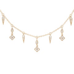 Stone Paris 18 Karat Gold White Diamonds Fleurs Du Mal Beaded Necklace