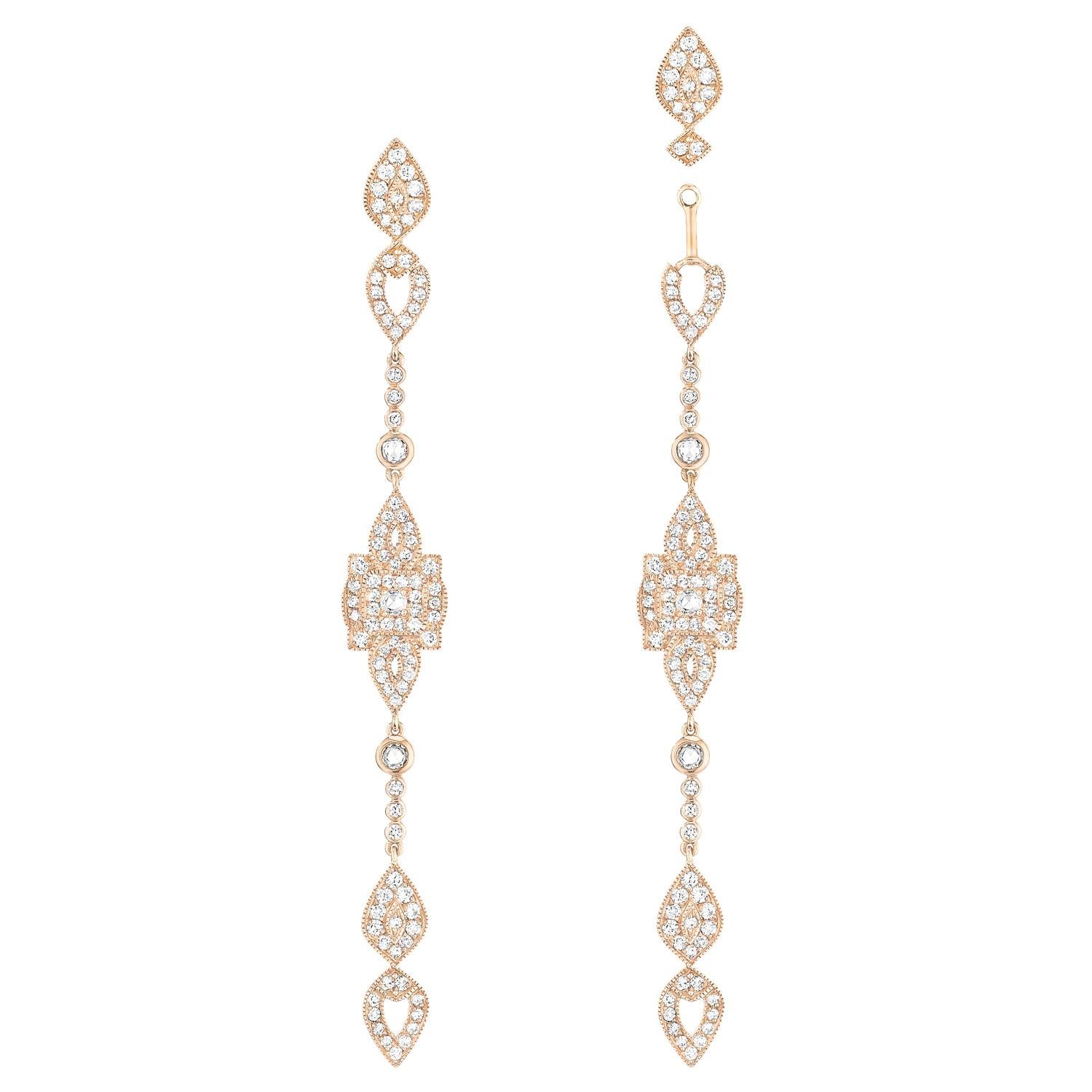 Stone Paris 18 Karat Gold White Diamonds Gatsby Earrings For Sale