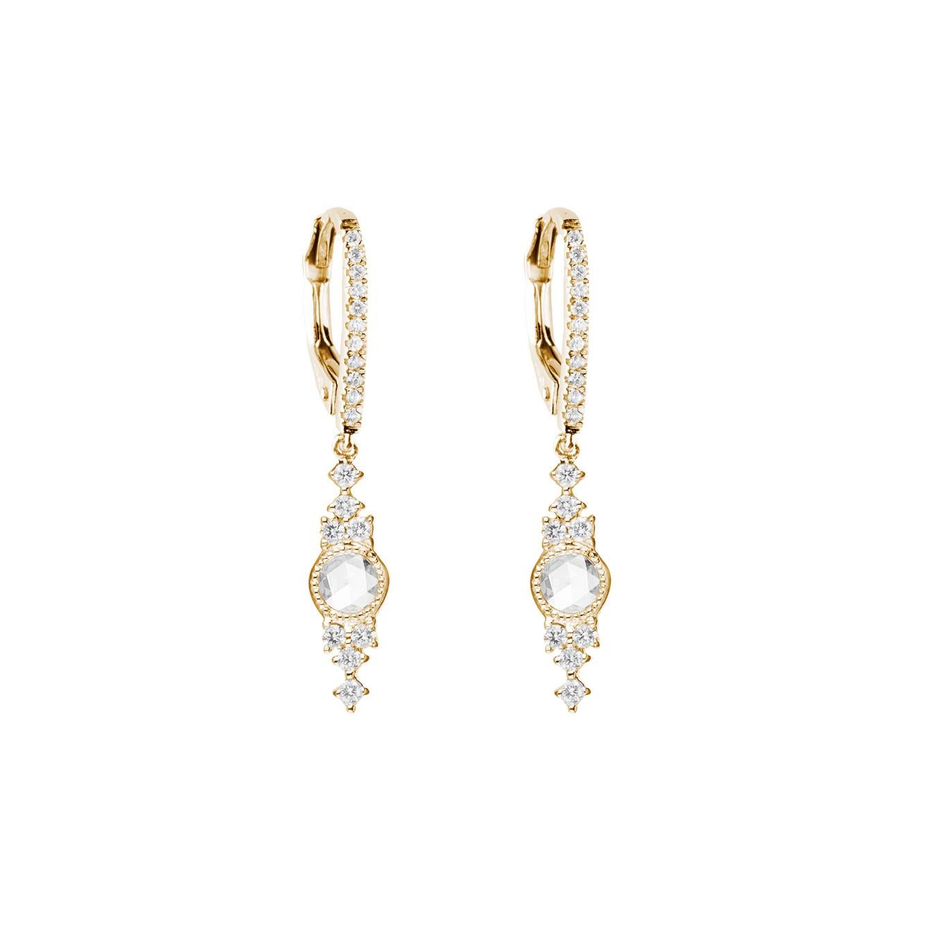 Stone Paris 18 Karat Gold White Diamonds Himalaya Dangle Earrings For Sale