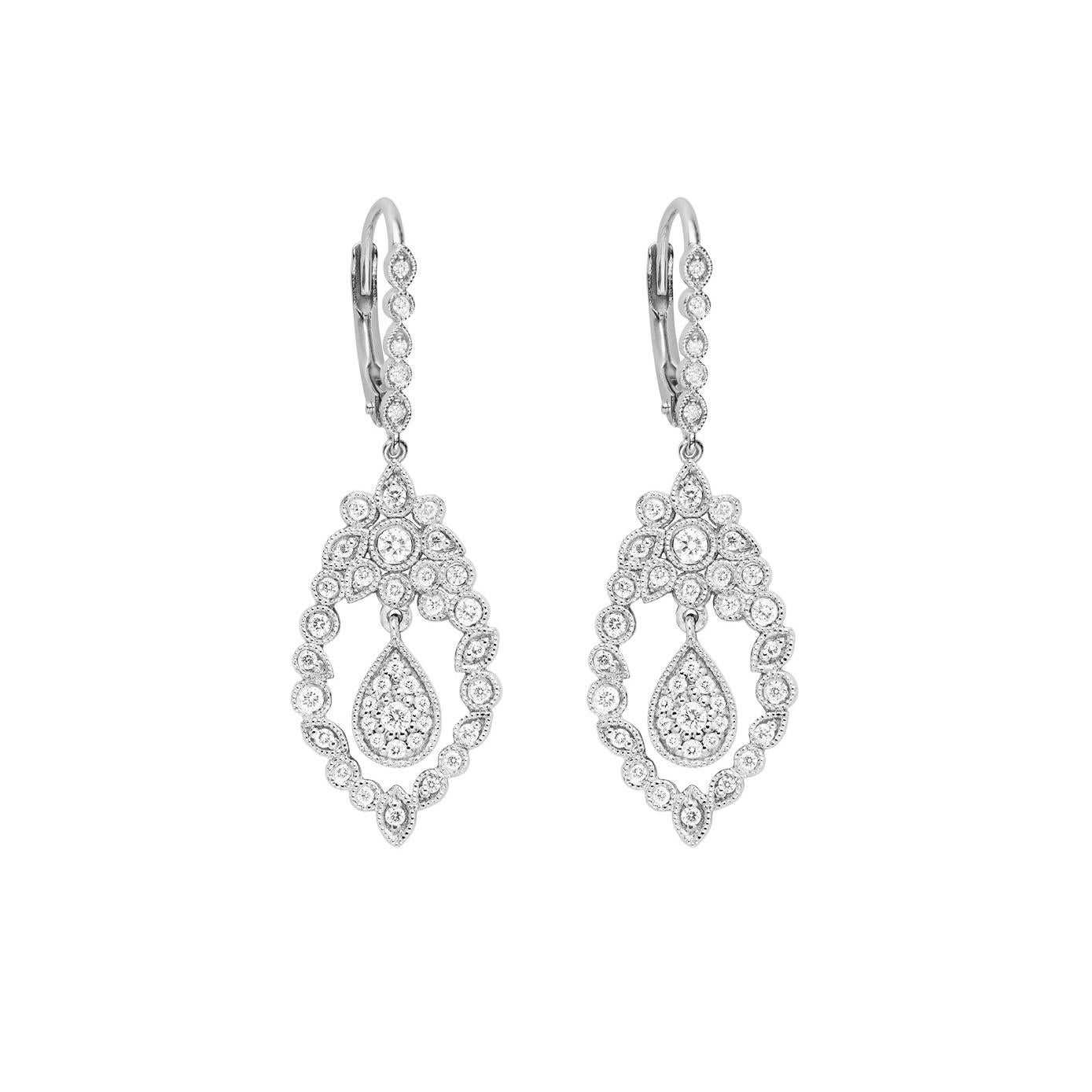 Stone Paris 18 Karat Gold White Diamonds Jackie Dangle Earrings For Sale