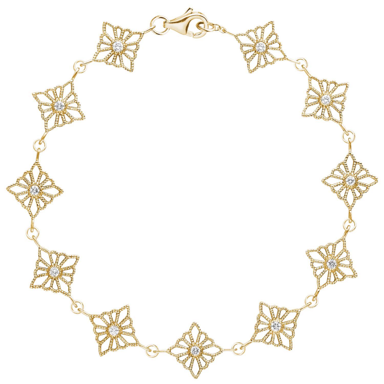 Stone Paris 18 Karat Gold White Diamonds Madame Bovary Bracelet For Sale