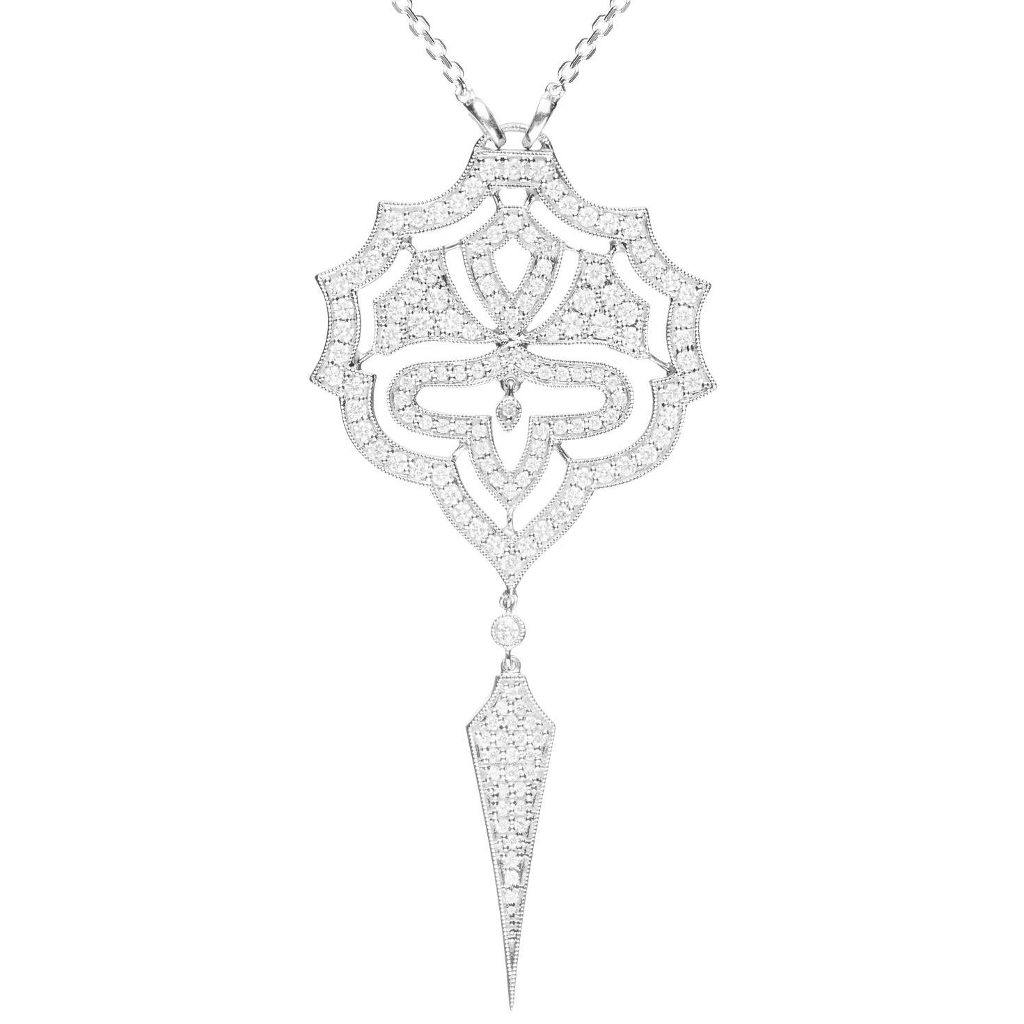Stone Paris 18 Karat Gold White Diamonds Passion Pendant Necklace For Sale