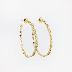 Stone Paris 18 Karat Gold White Diamonds Volupté Large Hoops Earrings