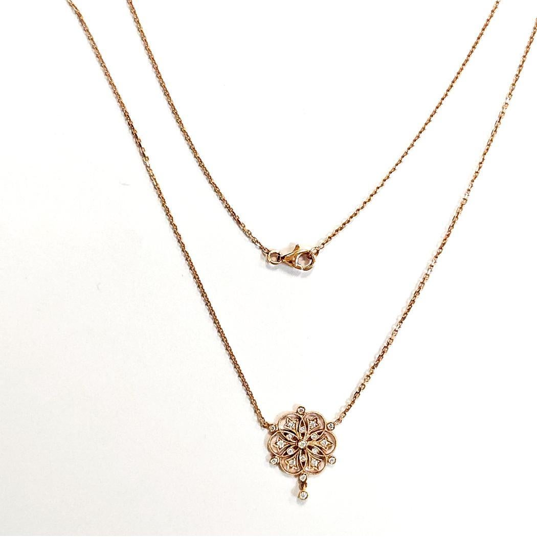 Stone Paris by Marie Poniatowski - Collana con fiori di diamante in oro rosa 18k - 0,20ctw - 16