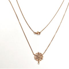 Stone Paris by Marie Poniatowski 18k Rose Gold Diamond Flower Necklace – 0.20ctw