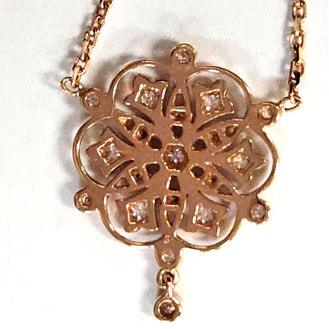 Taglio rotondo Stone Paris by Marie Poniatowski - Collana con fiori di diamante in oro rosa 18k - 0,20ctw in vendita