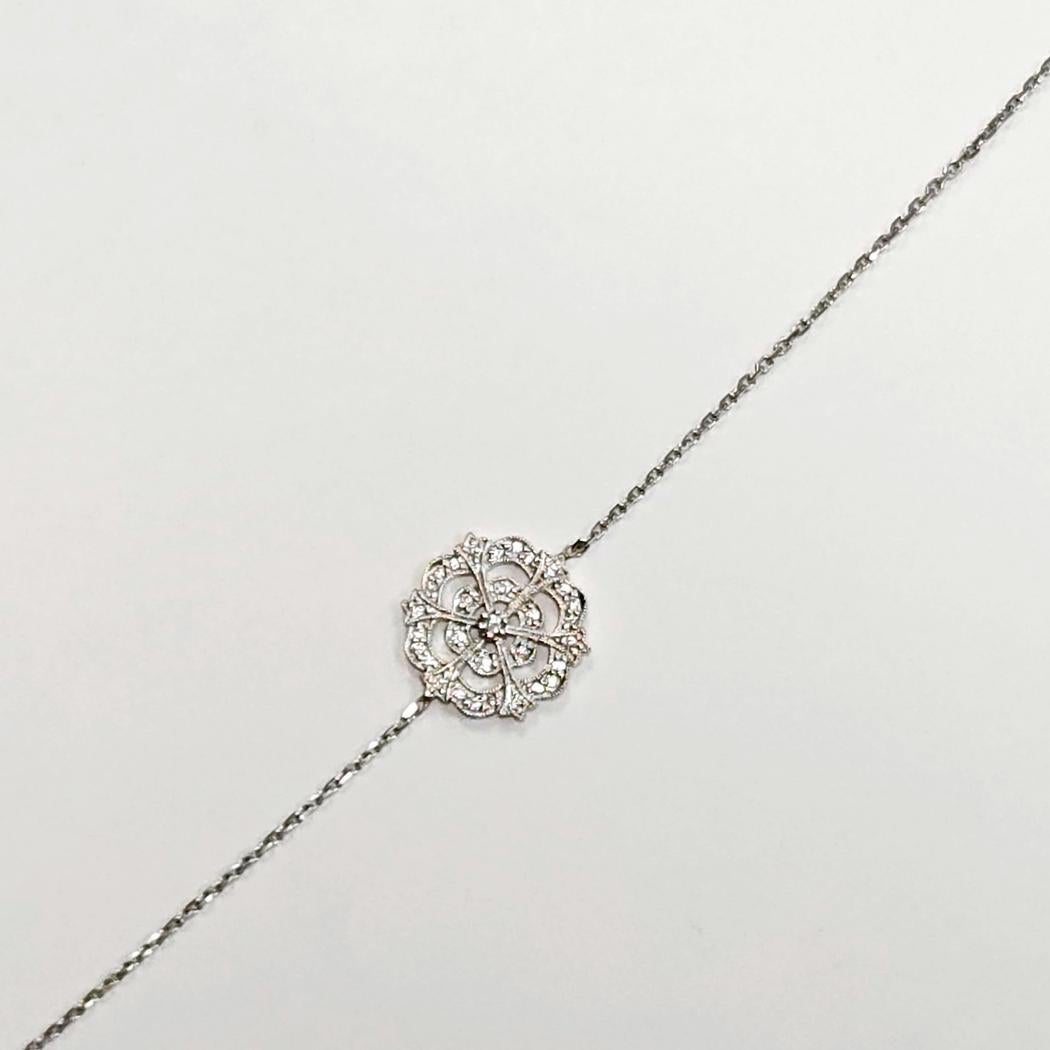 Modernista Stone Paris by Marie Poniatowski Bracciale con fiori di diamante in oro bianco 18k - 0,40ct in vendita