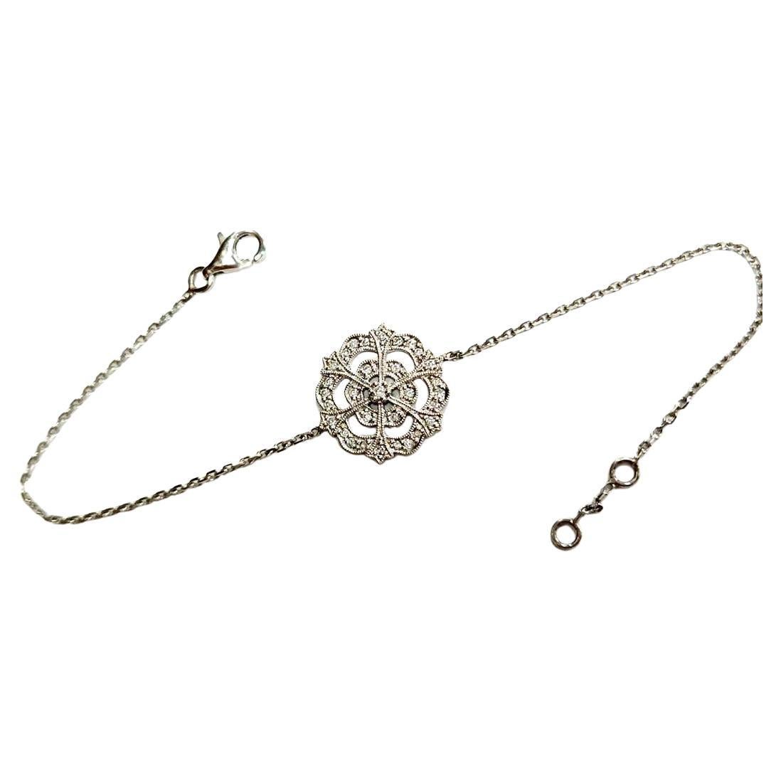 Stone Paris by Marie Poniatowski Bracciale con fiori di diamante in oro bianco 18k - 0,40ct in vendita