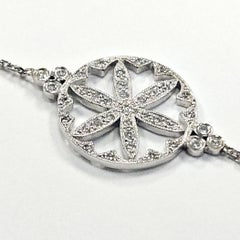 Stone Paris by Marie Poniatowski 18k White Gold Open Flower Diamond Bracelet