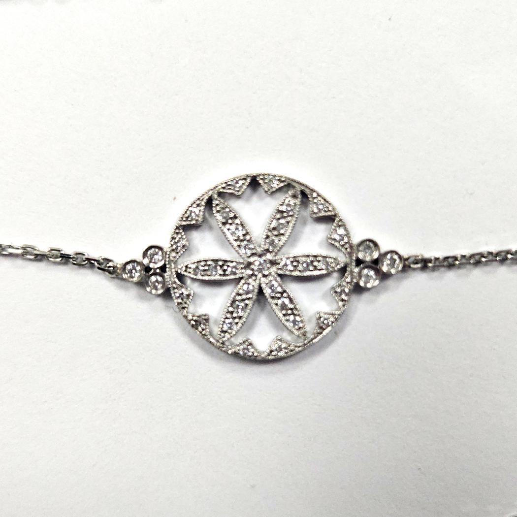 Stone Paris von Marie Poniatowski 18k Weißgold Offenes Blumen-Diamant-Armband (Modernistisch) im Angebot