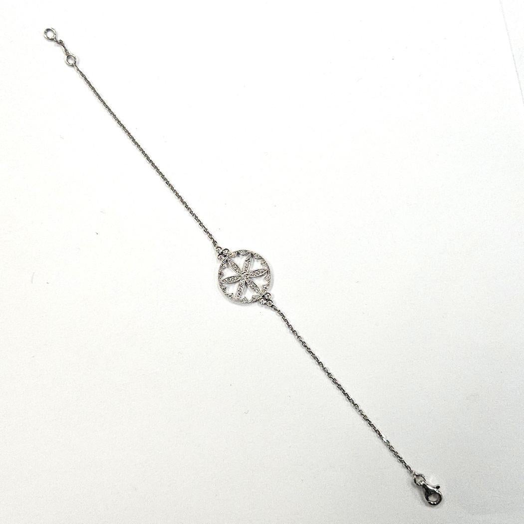 Stone Paris von Marie Poniatowski 18k Weißgold Offenes Blumen-Diamant-Armband (Rundschliff) im Angebot
