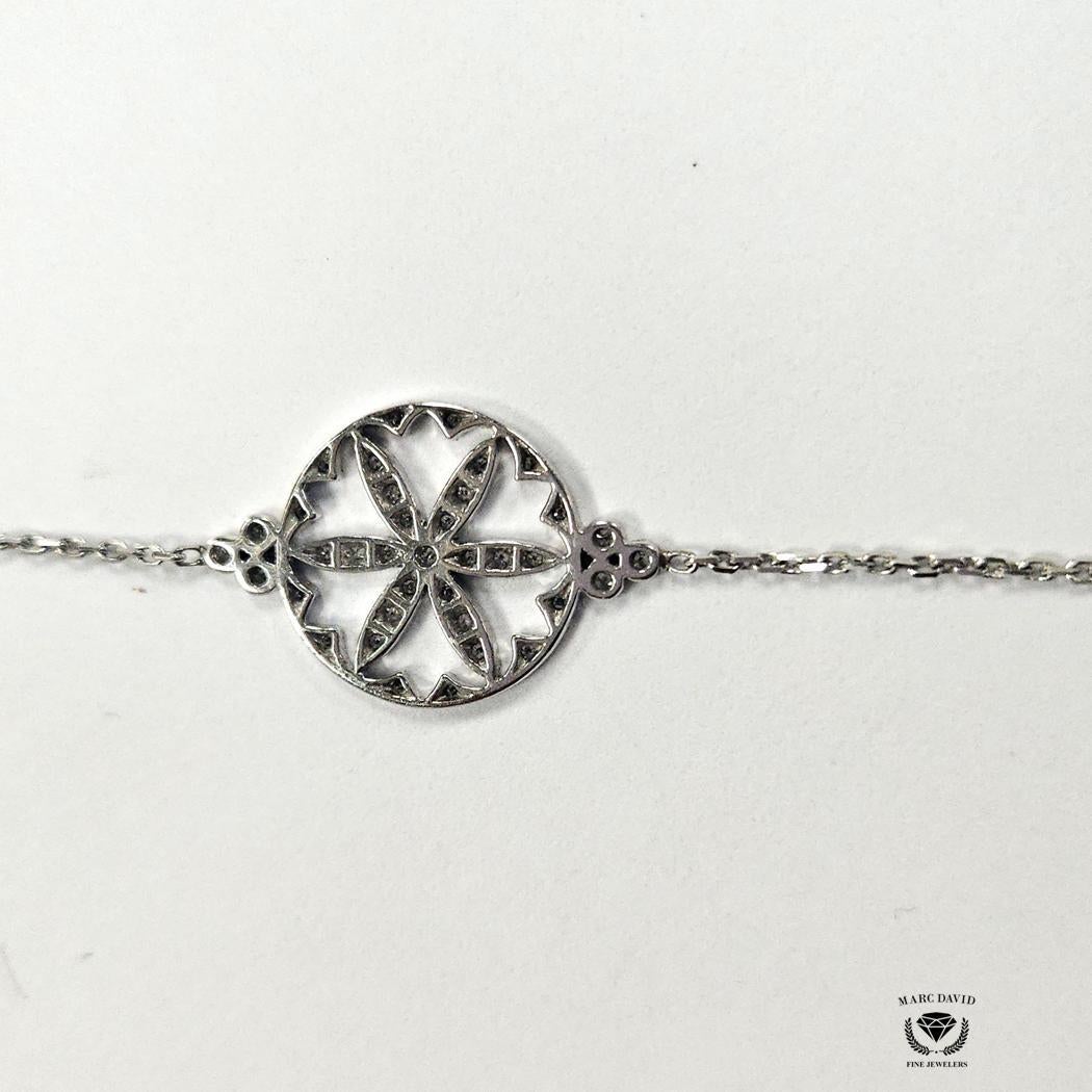 Stone Paris von Marie Poniatowski 18k Weißgold Offenes Blumen-Diamant-Armband im Zustand „Neu“ im Angebot in North Miami, FL