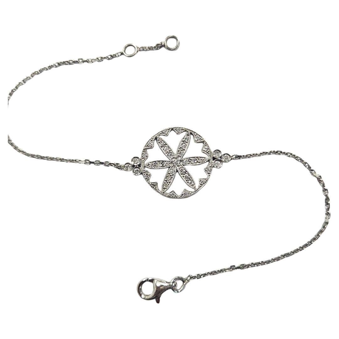 Stone Paris von Marie Poniatowski 18k Weißgold Offenes Blumen-Diamant-Armband im Angebot