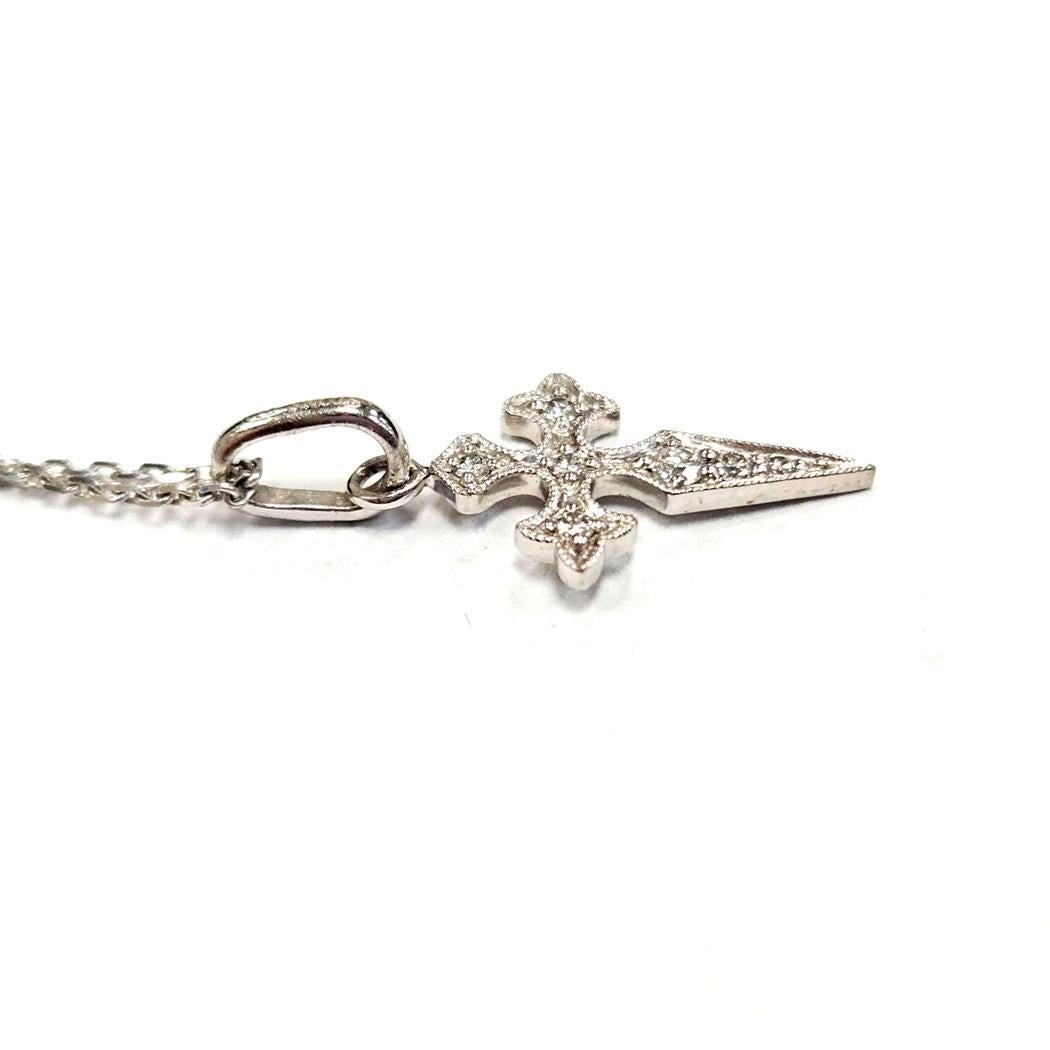 Modernist Stone Paris by Marie Poniatowski Diamond Cross Necklace Blood Diamond Collection For Sale