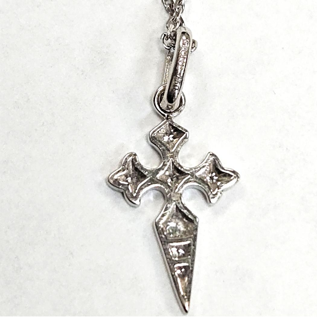 Round Cut Stone Paris by Marie Poniatowski Diamond Cross Necklace Blood Diamond Collection For Sale