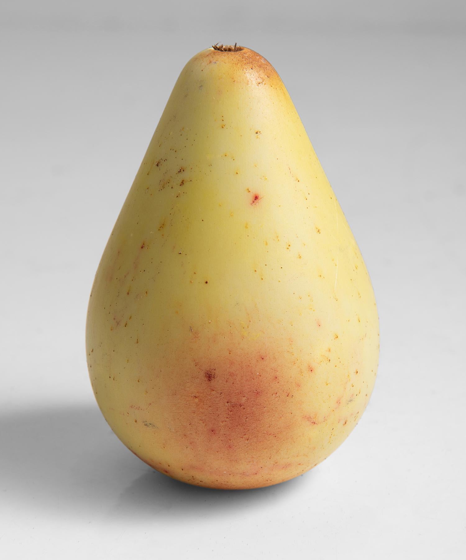 Hand Painted Stone Pear, America circa 1960.

For display only, not edible. Skillfully painted.