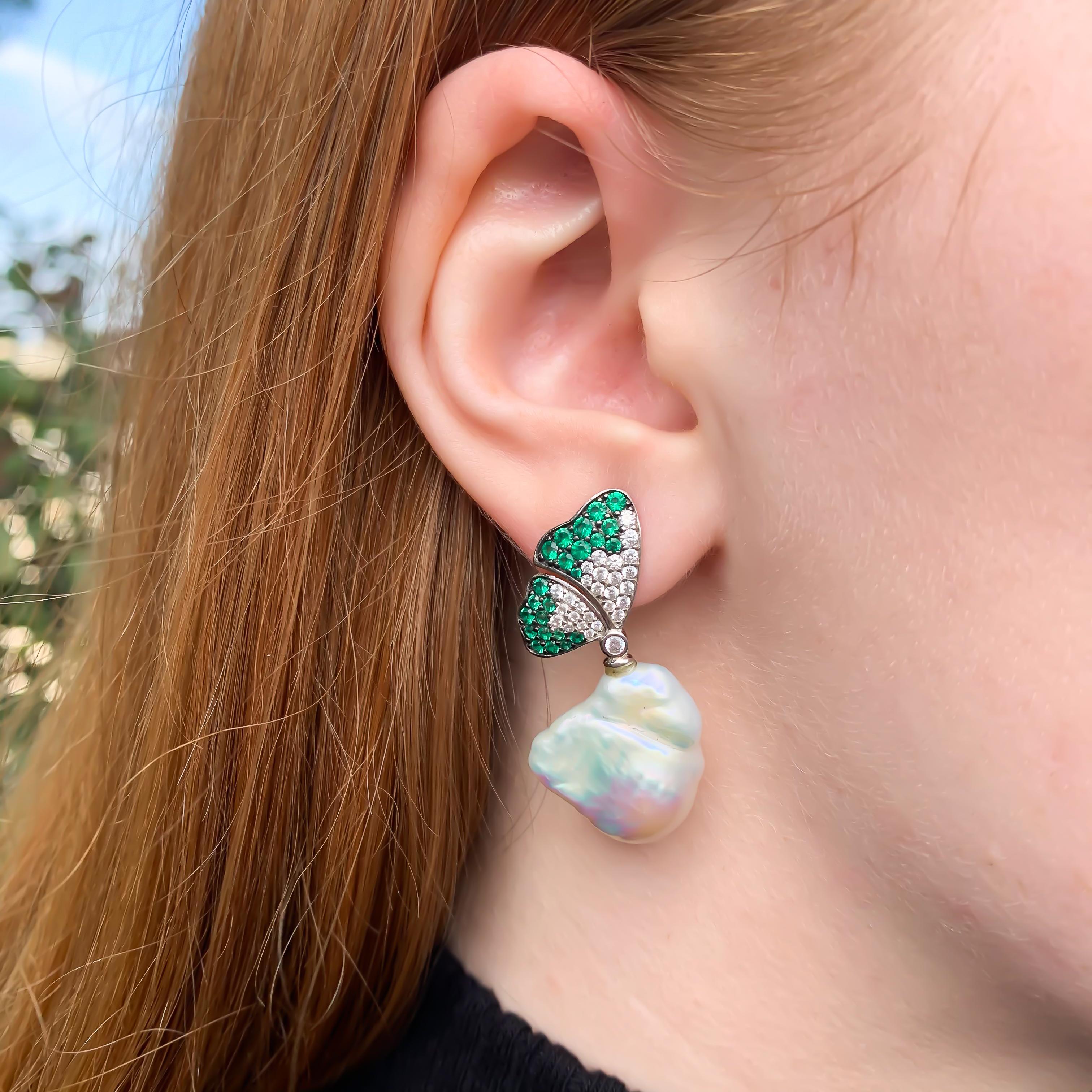 pearl butterfly earrings