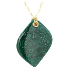 Stone Pendant Natural Green Malachite Stone Necklace (#21)