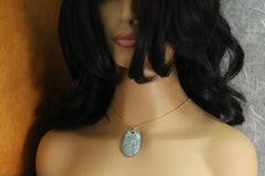 Stone Pendant Natural Ruby Fuchsite Green & Red Stone Necklace (#18)