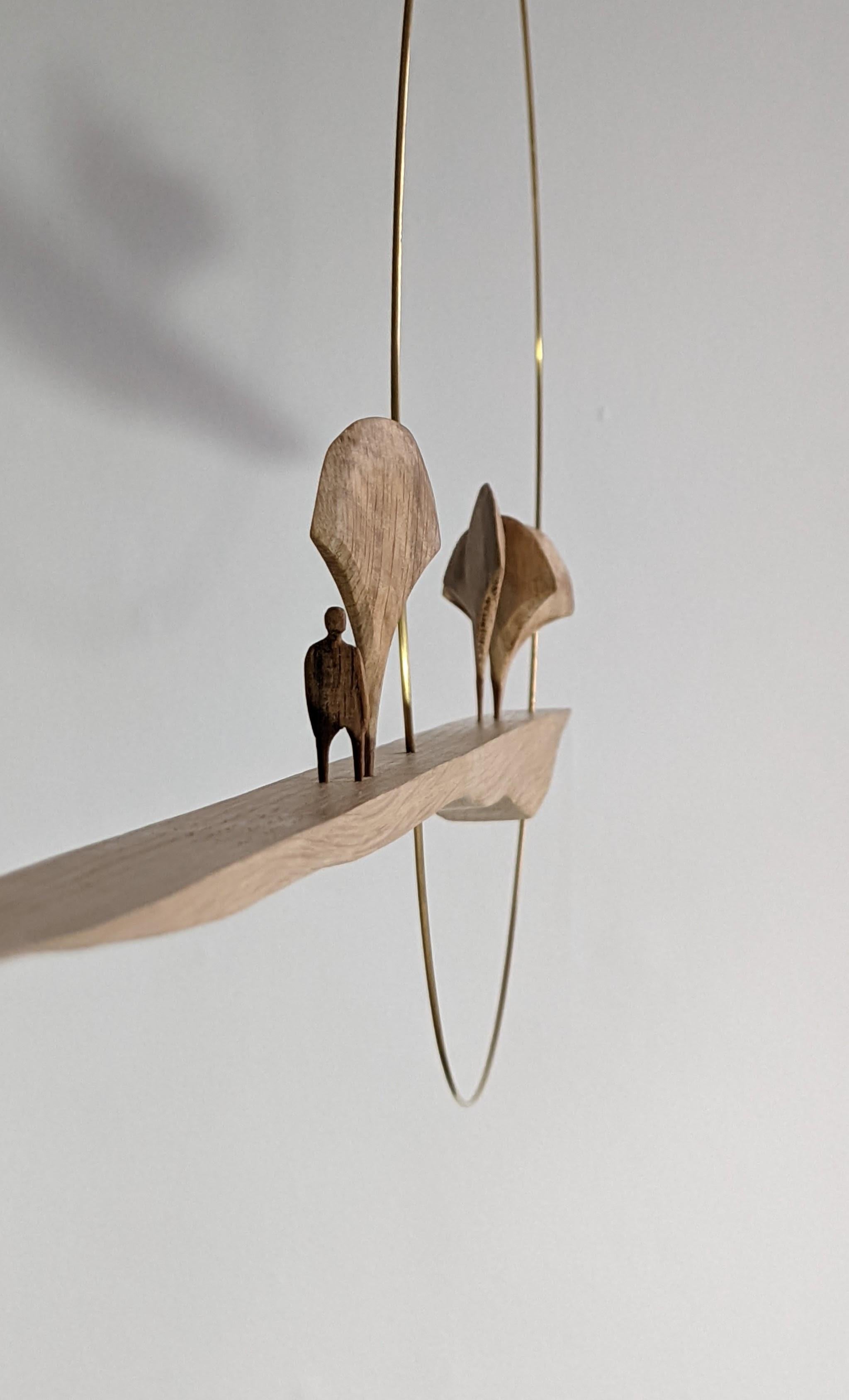 British Stone Pine, Mid-Century Style Wooden Hanging Mobile
