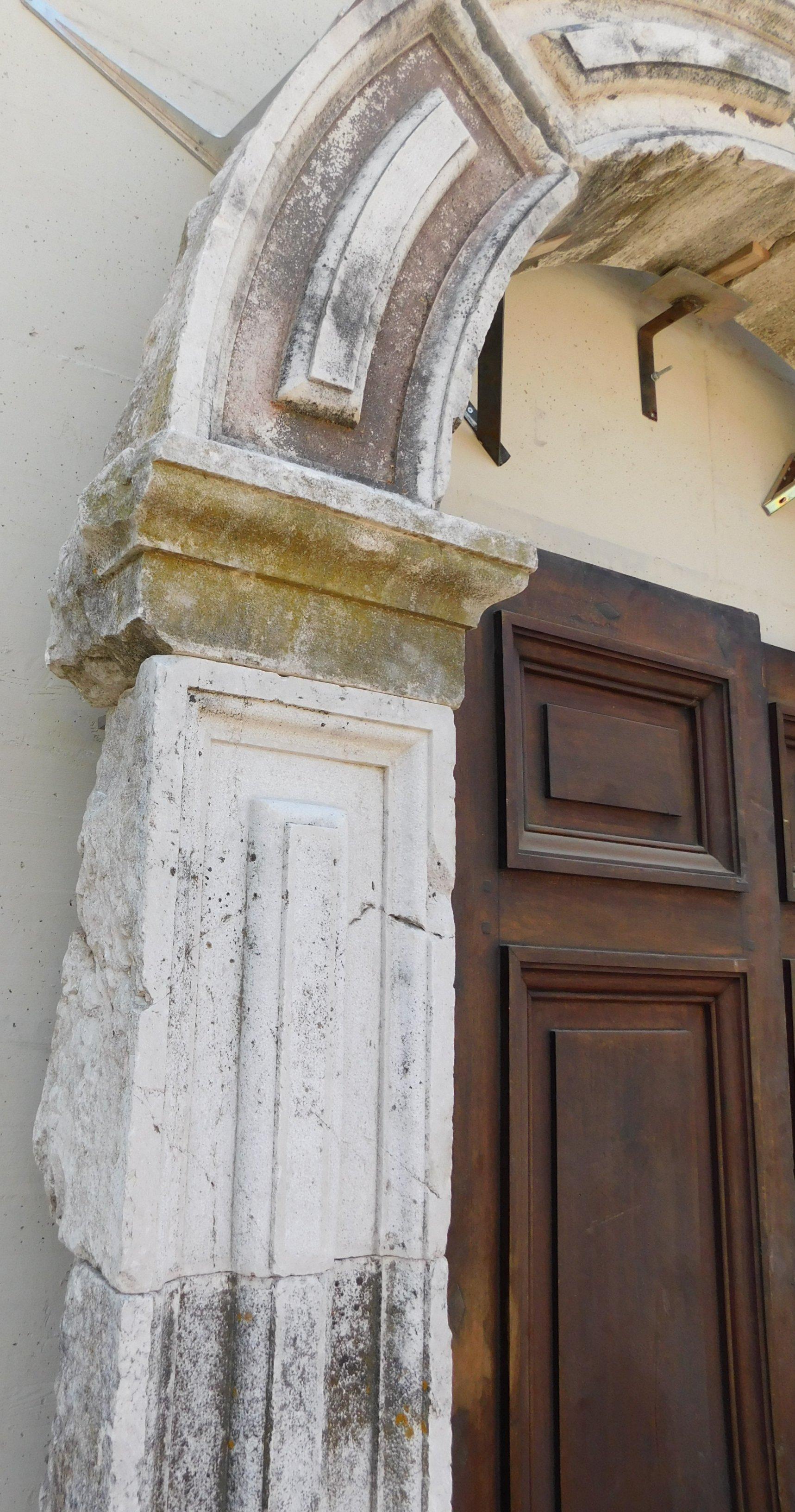 Italian Stone Portal, Frame for Entrance Door, Carved from the 17th Century, Italy For Sale