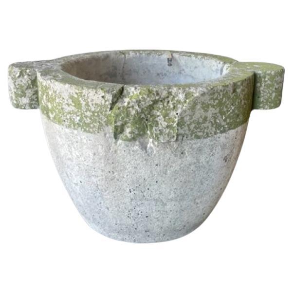 Stone Pot with Green Rim For Sale