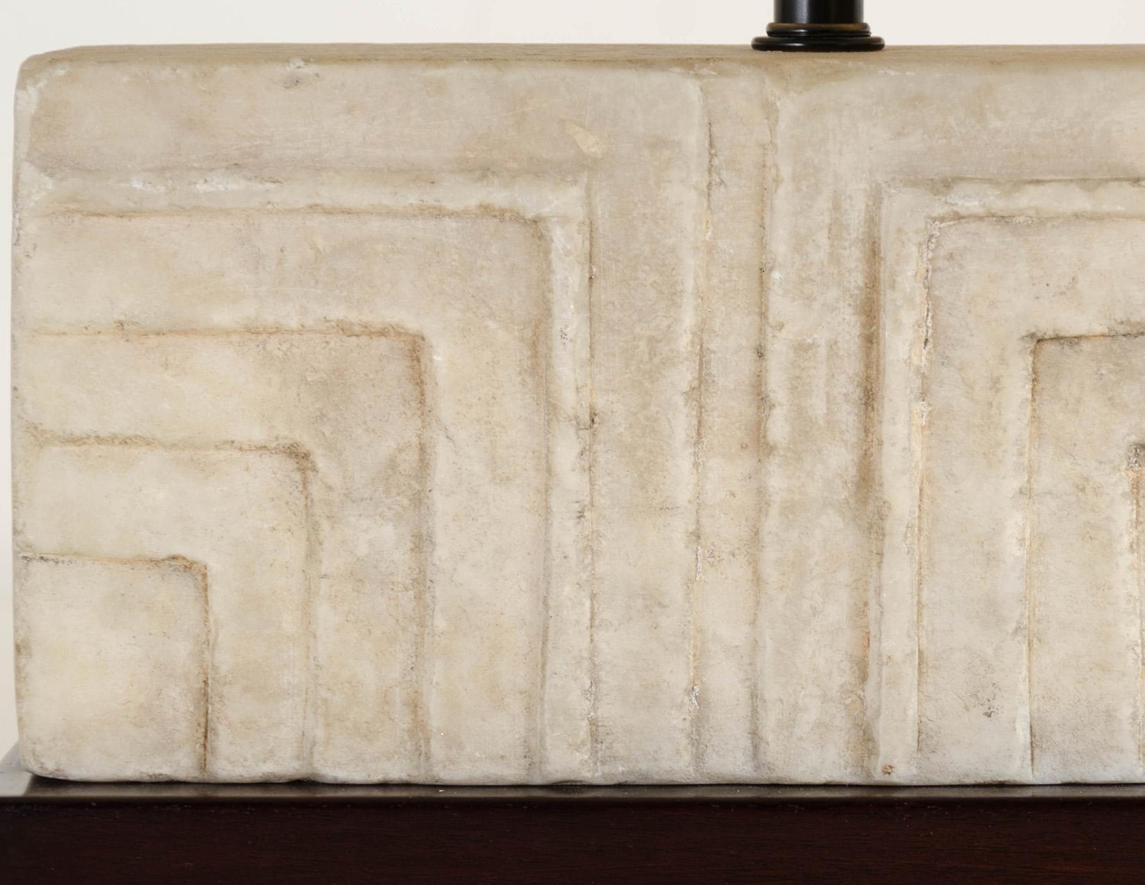 American Stone Raised Corner Lamp with Shade in Han Bai Yu by Robert Kuo, Limited Edition For Sale