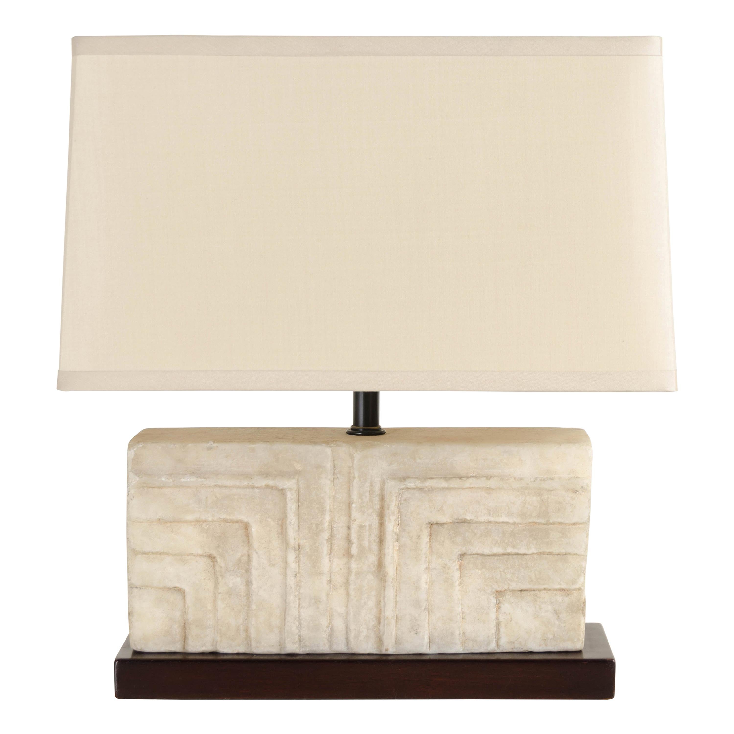 Stone Raised Corner Lamp with Shade in Han Bai Yu by Robert Kuo, Limited Edition For Sale
